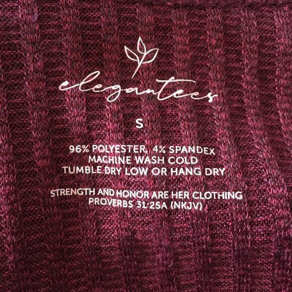 Elegantees Burgundy Ribbed Open Cardigan Devoted Collaboration Small - Picture 10 of 10